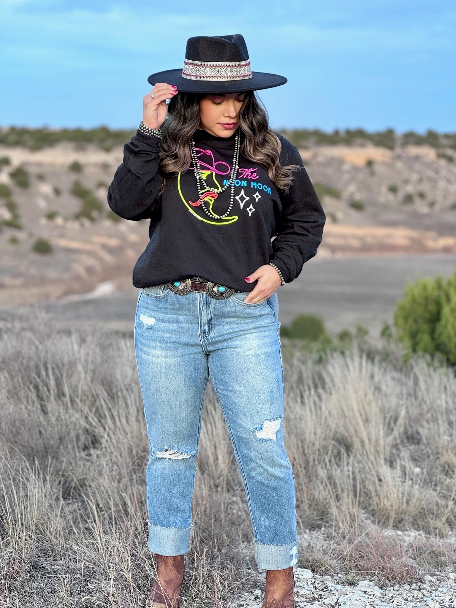 Texas True Threads Neon Moon Sweatshirt-Tees-Sunshine and Wine Boutique