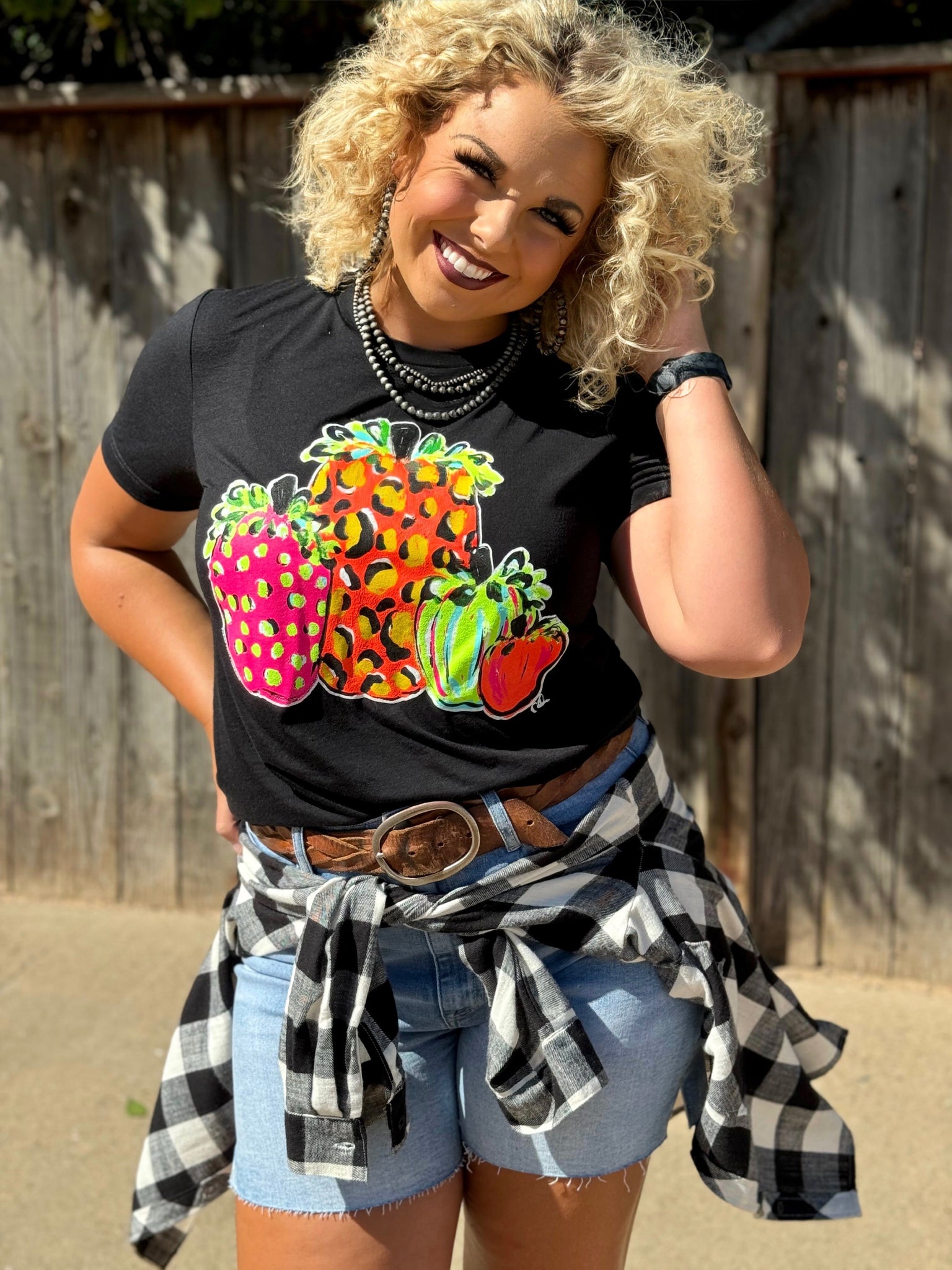 Texas True Threads Callie Ann Stelter Neon Pumpkins Tee - Exclusive-Tees-Sunshine and Wine Boutique