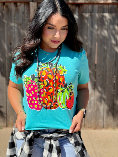 Texas True Threads Callie Ann Stelter Neon Pumpkins Tee - Exclusive-Tees-Sunshine and Wine Boutique