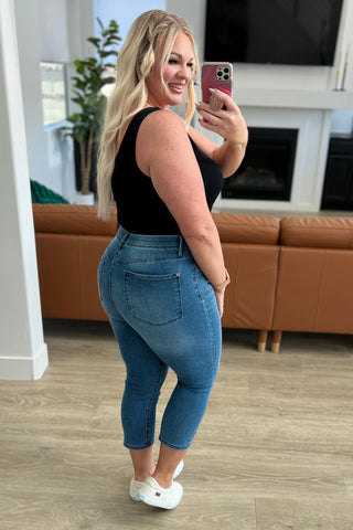 Judy Blue Emily High Rise Cool Denim Pull On Capri Jeans - Exclusive