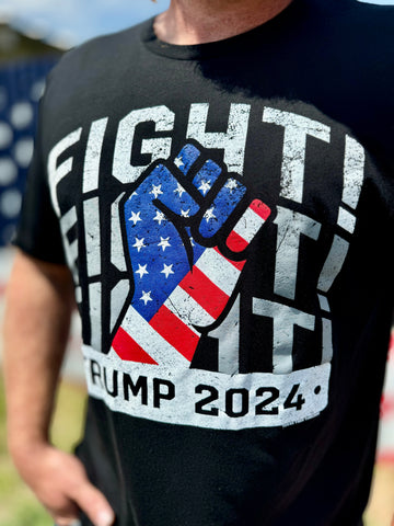 Texas True Threads Fight Fight Fight Trump 2024 Tee-Tees-Sunshine and Wine Boutique