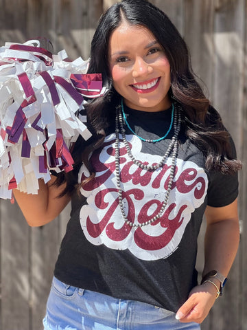Big Game Day Retro Glitter Tee - Exclusive-Tees-Sunshine and Wine Boutique