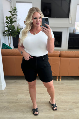 Ava High Rise Control Top Cuffed Shorts in Black - Exclusive