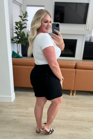 Ava High Rise Control Top Cuffed Shorts in Black - Exclusive