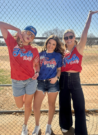 Let Freedom Ring with Blue Metallic Puff Tee & Tank