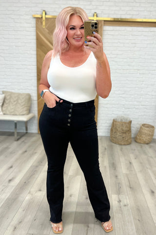 Judy Blue Harriet High Rise Button Fly Bootcut Jeans in Black - Exclusive