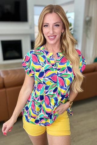 Dear Scarlett Lizzy Cap Sleeve in Royal and Magenta Mod Floral