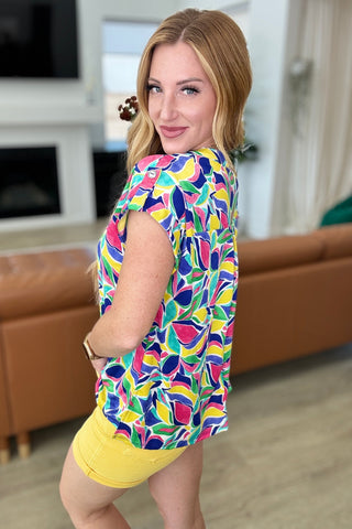 Dear Scarlett Lizzy Cap Sleeve in Royal and Magenta Mod Floral