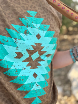 PREORDER: Texas True Threads Brown Leopard Aztec Tee