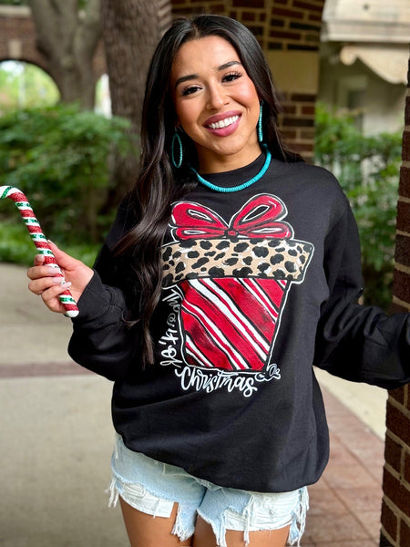 Texas True Threads Callie Ann Stelter Candy Cane Present Tee & Sweatshirt-Tees-Sunshine and Wine Boutique