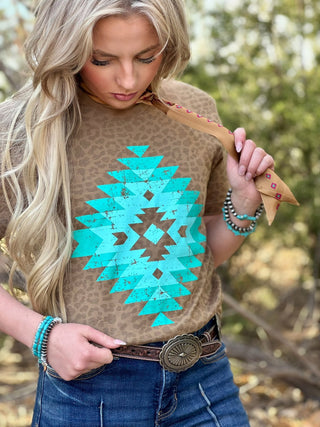 PREORDER: Texas True Threads Brown Leopard Aztec Tee
