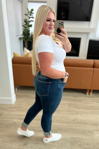 Judy Blue Lydia Mid Rise Vintage Raw Hem Skinny Jeans - Exclusive
