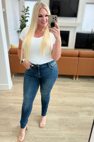 Judy Blue Lydia Mid Rise Vintage Raw Hem Skinny Jeans - Exclusive