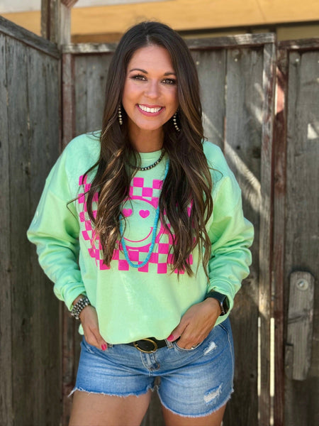 Texas True Threads Smiley Face in Pink Puff Ink-Tees-Sunshine and Wine Boutique