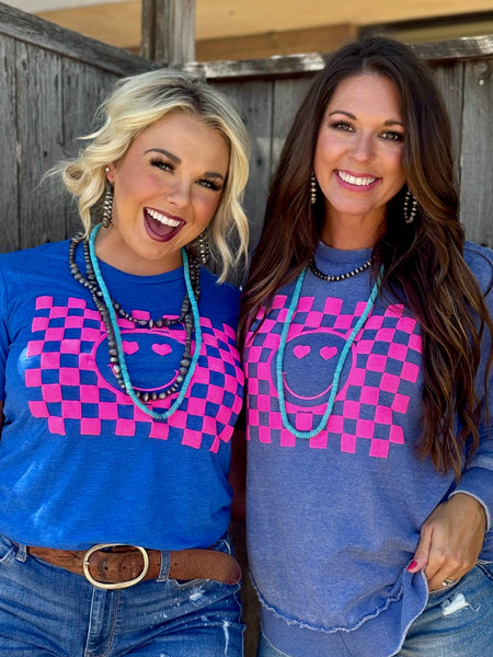 Texas True Threads Smiley Face in Pink Puff Ink-Tees-Sunshine and Wine Boutique