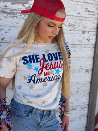 PREORDER: Texas True Threads She Loves Jesus & America Too Tee