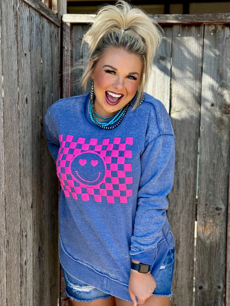 Texas True Threads Smiley Face in Pink Puff Ink-Tees-Sunshine and Wine Boutique