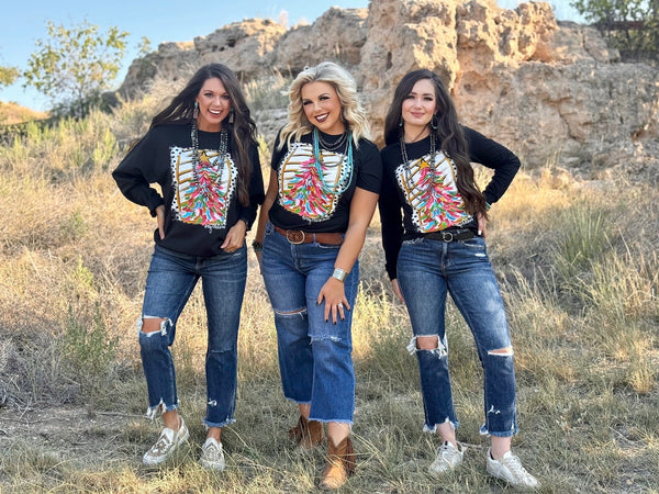 Texas True Threads Paintbrush Christmas Tree Long Sleeve & Sweatshirt-Tees-Sunshine and Wine Boutique