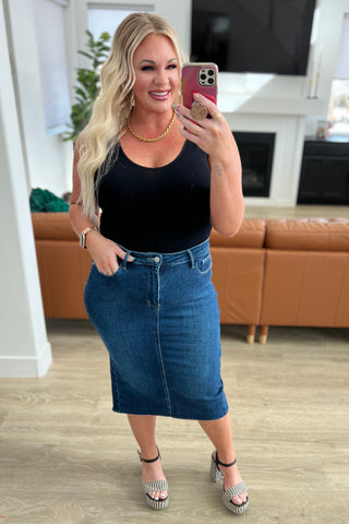 Judy Blue Marcy High Rise Denim Midi Skirt - Exclusive