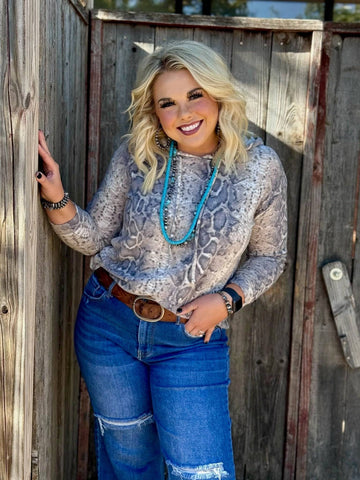 Texas True Threads Snakeskin Leightweight Hoodie-Sweaters-Sunshine and Wine Boutique