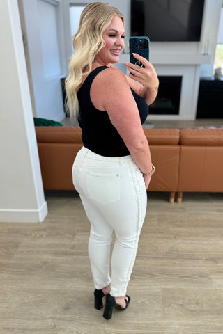 Judy Blue Maddie Mid Rise Braided Side Seam Relaxed Jeans - Exclusive