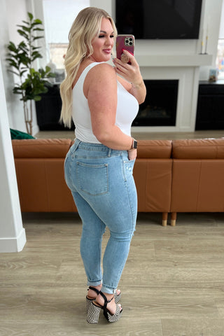 Judy Blue Eloise Mid Rise Control Top Distressed Skinny Jeans - Exclusive