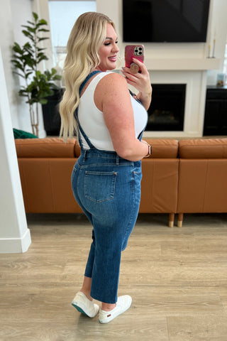 Judy Blue Priscilla High Rise Crop Wide Leg Denim Overalls - Exclusive