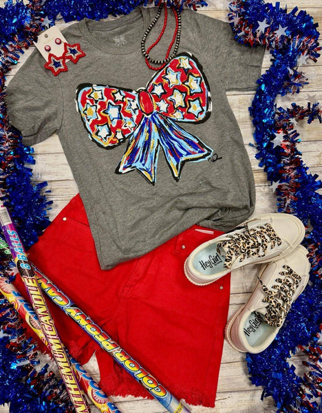 Texas True Threads Callie Ann Stelter Patriotic Bow Tee-Tees-Sunshine and Wine Boutique