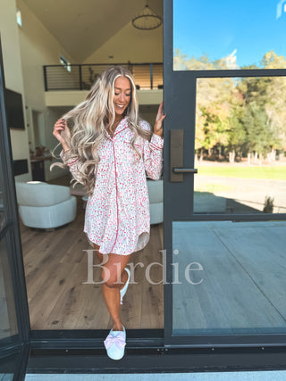 Birdie Sleep Dress Light Pink in Spring Flowers