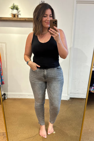 Judy Blue Charlotte High Rise Stone Wash Slim Jeans in Gray - Exclusive