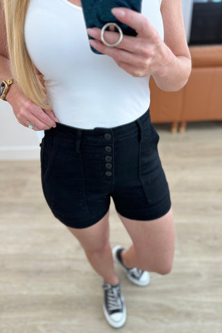 Judy Blue Reagan High Rise Button Fly Trouser Shorts - Exclusive