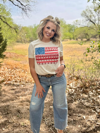 Texas True Threads Barbara's Paisley Flag Tee
