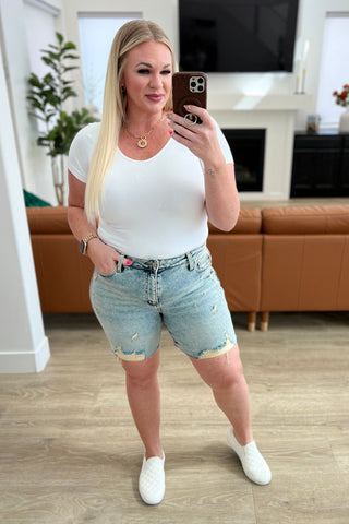 Judy Blue Cindy High Rise Mineral Wash Distressed Boyfriend Shorts - Exclusive