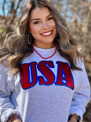 Texas True Threads USA in Glitter & Puff Sweatshirt-Sweaters-Sunshine and Wine Boutique