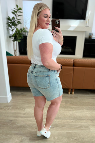 Judy Blue Cindy High Rise Mineral Wash Distressed Boyfriend Shorts - Exclusive