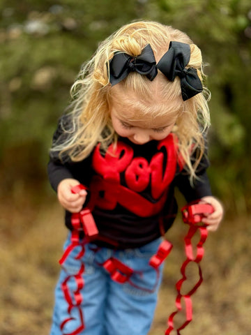 Texas True Threads Love in Metallic Red Puff on Youth Sweatshirt-Tees-Sunshine and Wine Boutique