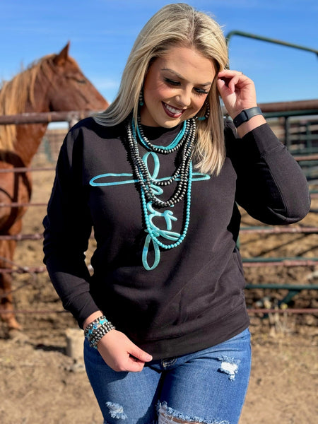 Texas True Threads Faith in Teal Metallic Puff-Tees-Sunshine and Wine Boutique