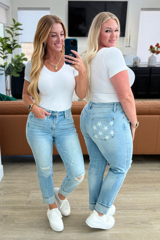 Sam Mid Rise Star Pocket Boyfriend Jeans - Exclusive