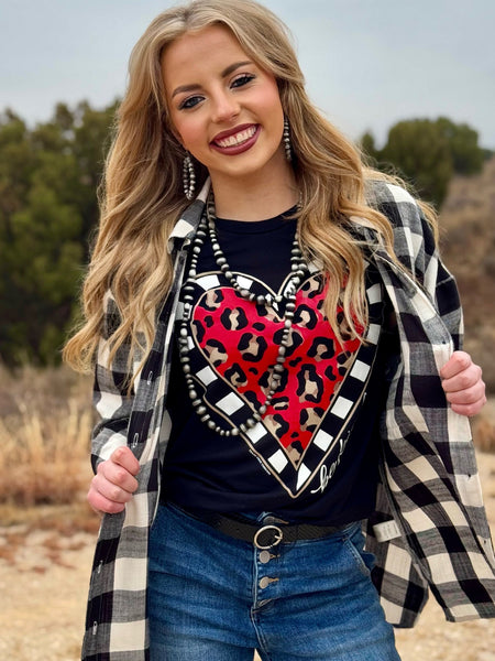 Texas True Threads Be Kind Leopard Heart Short Sleeve Tee-Tees-Sunshine and Wine Boutique