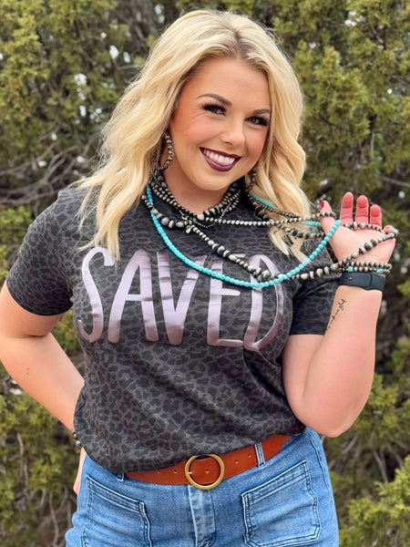 Texas True Threads Saved in Black Metallic Puff Tee & Sweatshirt-Tees-Sunshine and Wine Boutique