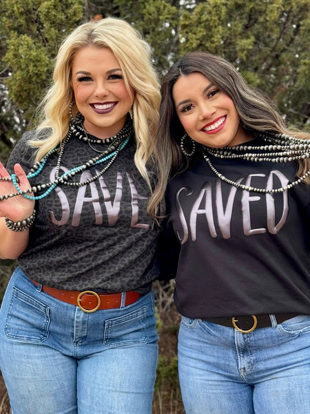 Texas True Threads Saved in Black Metallic Puff Tee & Sweatshirt-Tees-Sunshine and Wine Boutique