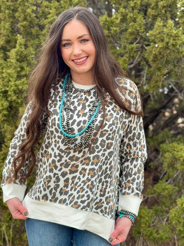 Texas True Threads Mendy Leopard Sweatshirt-Sweaters-Sunshine and Wine Boutique