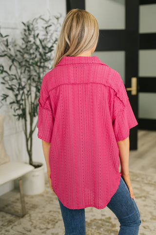 Heimish I Mean Business Eyelet Knit Button Down Top