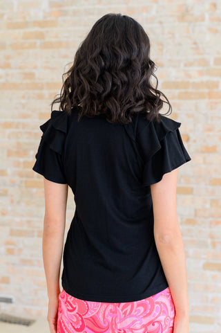 One Eleven North I'll Allow It Flutter Sleeve Tee In Black