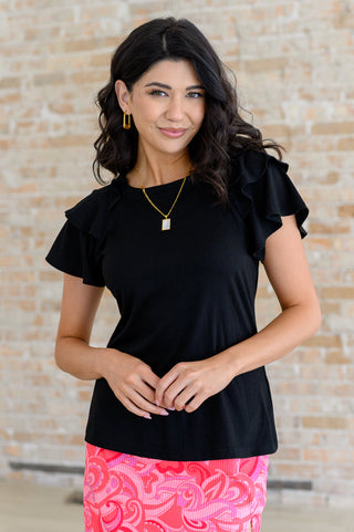 One Eleven North I'll Allow It Flutter Sleeve Tee In Black