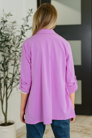 Andree By Unit I'm Really That Gal Open Front Blazer in Orchid Glow