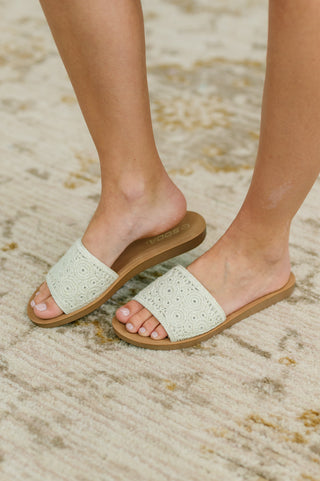 Soda Imelda Off White Crocheted Slip On Sandal