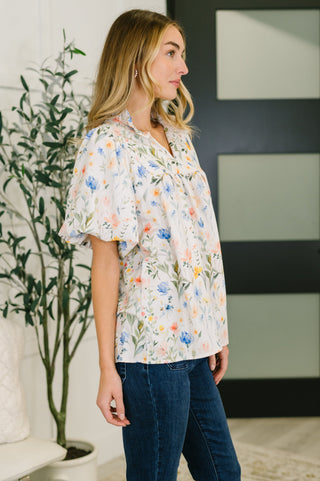 Haptics In All This Time Notch Neck Floral Blouse