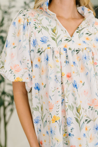 Haptics In All This Time Notch Neck Floral Blouse
