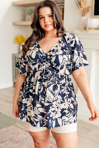 Shopin La In Contrast Floral V-Neck Top